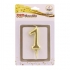 Metallic birthday candle number 1, code 310, matching colors