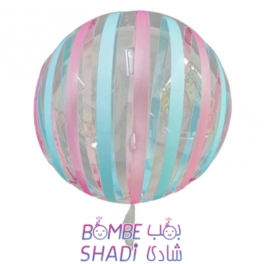 Bobo balloon 18 inches with pink and blue striped pattern
