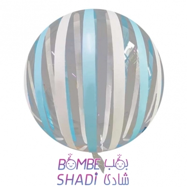 Bobo balloon 18 inches with white and blue striped pattern