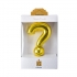 Large gold plated question mark candle