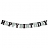 Silver and black capital letters happy string