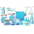 Blue spotted birthday theme pack for 20 people