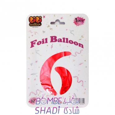 Foil balloons number 6, red, 32 inches, Li Li Balon