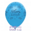 Happy 5-sided printed balloon with blue print