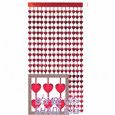 Red heart metallic curtain