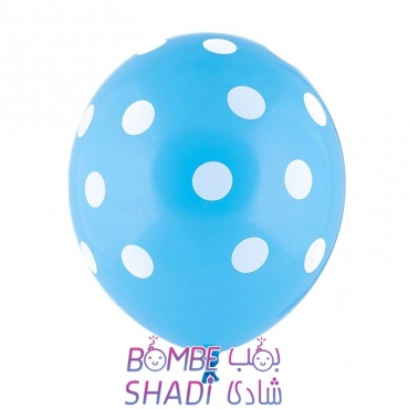 Light blue spotted balloon with white spots