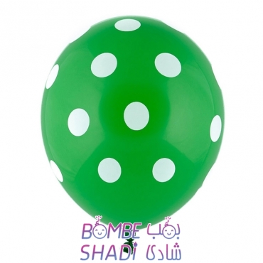 Dark green spotted balloon with white spots