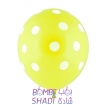 Yellow spotted balloon with white spots