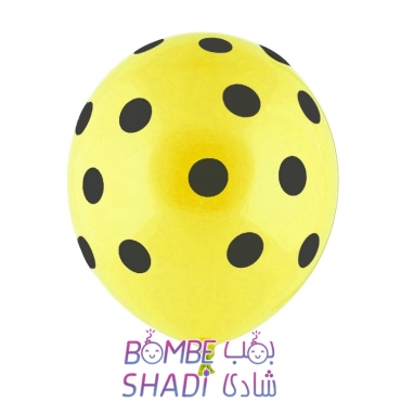 Yellow spotted balloon with black spots