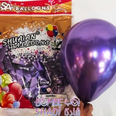 Chrome balloons 6 inches, 100 purple