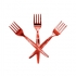 10 red metallized forks