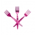 10 pink metallized forks