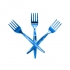 10 blue metallized forks